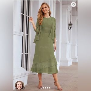 NWT A-line Bateau Tea-Length Chiffon Mother of the Bride Dress